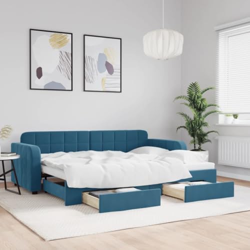 Brokky Tagesbett Ausziehbar mit Schubladen Bett Mit Stauraum Tagesbett Bett Mit Schubladen Schubladenbett Blau 80x200 cm Samt / 3196969 Brokky Tagesbett Ausziehbar mit Schubladen Bett Mit Stauraum Tagesbett Bett Mit Schubladen Schubladenbett Blau 80x200 cm Samt / 3196969 von Brokky
