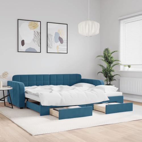 Brokky Tagesbett Ausziehbar mit Schubladen Bett Mit Stauraum Tagesbett Bett Mit Schubladen Schubladenbett Blau 90x200 cm Samt / 3196976 Brokky Tagesbett Ausziehbar mit Schubladen Bett Mit Stauraum Tagesbett Bett Mit Schubladen Schubladenbett Blau 90x200 cm Samt / 3196976 von Brokky