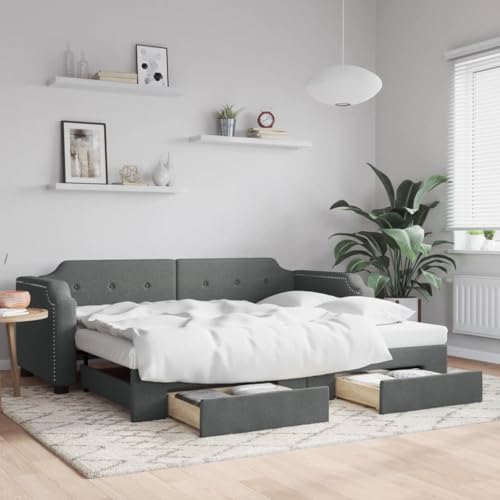 Brokky Tagesbett Ausziehbar mit Schubladen Bett Mit Stauraum Tagesbett Bett Mit Schubladen Schubladenbett Dunkelgrau 80x200 cm Stoff / 3197666 Brokky Tagesbett Ausziehbar mit Schubladen Bett Mit Stauraum Tagesbett Bett Mit Schubladen Schubladenbett Dunkelgrau 80x200 cm Stoff / 3197666 von Brokky