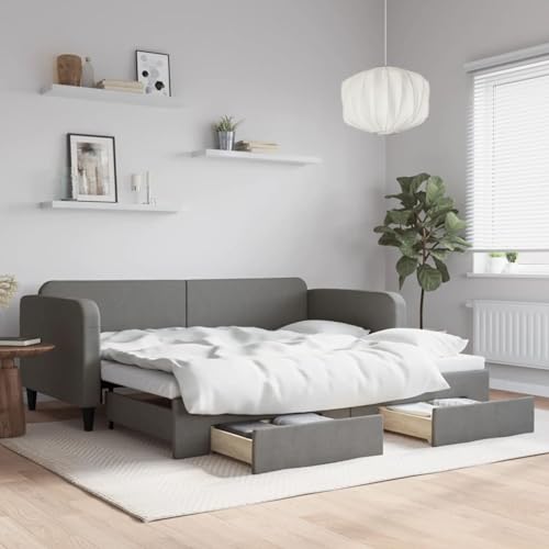 Brokky Tagesbett Ausziehbar mit Schubladen Bett Mit Stauraum Tagesbett Bett Mit Schubladen Schubladenbett Dunkelgrau 90x190 cm Stoff / 3196863 Brokky Tagesbett Ausziehbar mit Schubladen Bett Mit Stauraum Tagesbett Bett Mit Schubladen Schubladenbett Dunkelgrau 90x190 cm Stoff / 3196863 von Brokky