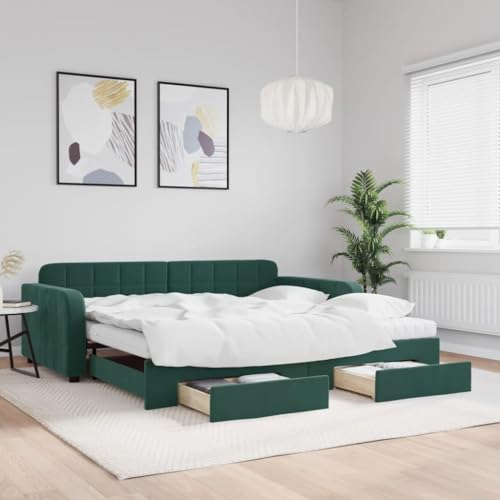 Brokky Tagesbett Ausziehbar mit Schubladen Bett Mit Stauraum Tagesbett Bett Mit Schubladen Schubladenbett Dunkelgrün 100x200 cm Samt / 3197010 Brokky Tagesbett Ausziehbar mit Schubladen Bett Mit Stauraum Tagesbett Bett Mit Schubladen Schubladenbett Dunkelgrün 100x200 cm Samt / 3197010 von Brokky