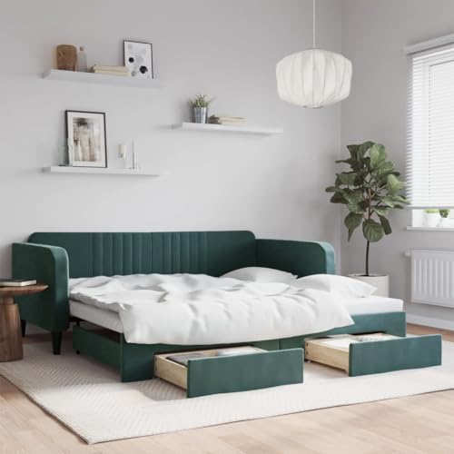 Brokky Tagesbett Ausziehbar mit Schubladen Bett Mit Stauraum Tagesbett Bett Mit Schubladen Schubladenbett Dunkelgrün 100x200 cm Samt / 3197120 Brokky Tagesbett Ausziehbar mit Schubladen Bett Mit Stauraum Tagesbett Bett Mit Schubladen Schubladenbett Dunkelgrün 100x200 cm Samt / 3197120 von Brokky