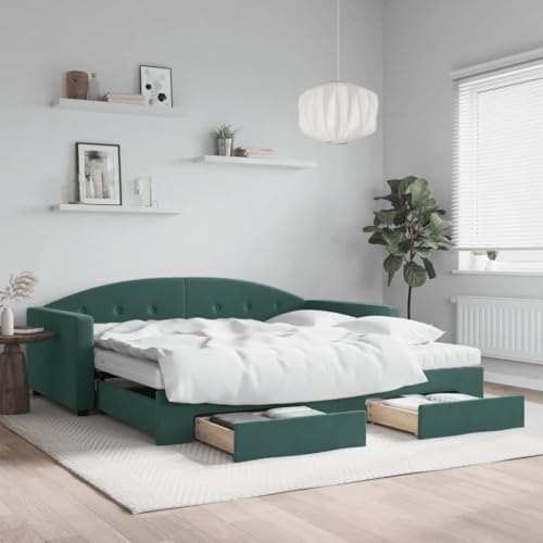 Brokky Tagesbett Ausziehbar mit Schubladen Bett Mit Stauraum Tagesbett Bett Mit Schubladen Schubladenbett Dunkelgrün 100x200 cm Samt / 3197382 Brokky Tagesbett Ausziehbar mit Schubladen Bett Mit Stauraum Tagesbett Bett Mit Schubladen Schubladenbett Dunkelgrün 100x200 cm Samt / 3197382 von Brokky