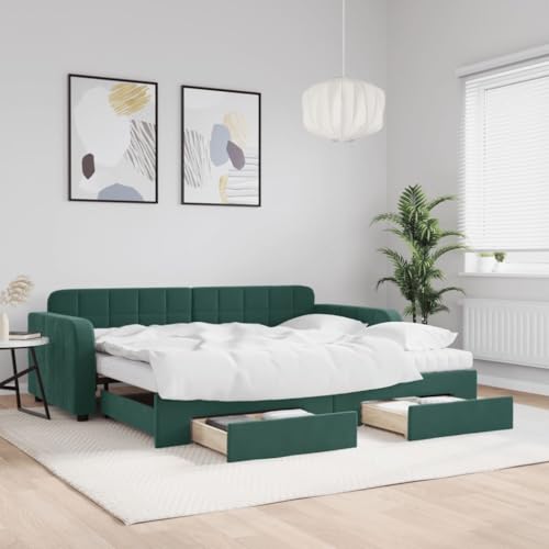 Brokky Tagesbett Ausziehbar mit Schubladen Bett Mit Stauraum Tagesbett Bett Mit Schubladen Schubladenbett Dunkelgrün 90x200 cm Samt / 3197003 Brokky Tagesbett Ausziehbar mit Schubladen Bett Mit Stauraum Tagesbett Bett Mit Schubladen Schubladenbett Dunkelgrün 90x200 cm Samt / 3197003 von Brokky
