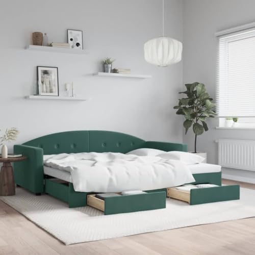 Brokky Tagesbett Ausziehbar mit Schubladen Bett Mit Stauraum Tagesbett Bett Mit Schubladen Schubladenbett Dunkelgrün 90x200 cm Samt / 3197351 Brokky Tagesbett Ausziehbar mit Schubladen Bett Mit Stauraum Tagesbett Bett Mit Schubladen Schubladenbett Dunkelgrün 90x200 cm Samt / 3197351 von Brokky