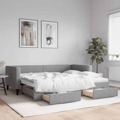 Brokky Tagesbett Ausziehbar mit Schubladen Bett Mit Stauraum Tagesbett Bett Mit Schubladen Schubladenbett Hellgrau 90x190 cm Stoff / 3196624 Brokky Tagesbett Ausziehbar mit Schubladen Bett Mit Stauraum Tagesbett Bett Mit Schubladen Schubladenbett Hellgrau 90x190 cm Stoff / 3196624 von Brokky