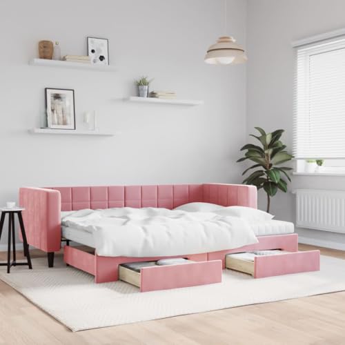 Brokky Tagesbett Ausziehbar mit Schubladen Bett Mit Stauraum Tagesbett Bett Mit Schubladen Schubladenbett Rosa 80x200 cm Samt / 3196759 Brokky Tagesbett Ausziehbar mit Schubladen Bett Mit Stauraum Tagesbett Bett Mit Schubladen Schubladenbett Rosa 80x200 cm Samt / 3196759 von Brokky