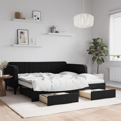 Brokky Tagesbett Ausziehbar mit Schubladen Bett Mit Stauraum Tagesbett Bett Mit Schubladen Schubladenbett Schwarz 90x190 cm Samt / 3197126 Brokky Tagesbett Ausziehbar mit Schubladen Bett Mit Stauraum Tagesbett Bett Mit Schubladen Schubladenbett Schwarz 90x190 cm Samt / 3197126 von Brokky