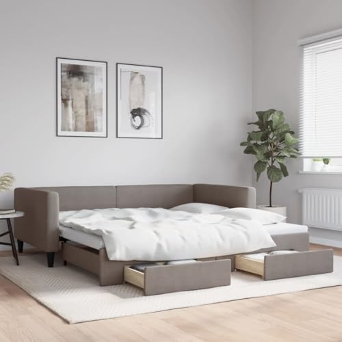 Brokky Tagesbett Ausziehbar mit Schubladen Bett Mit Stauraum Tagesbett Bett Mit Schubladen Schubladenbett Taupe 100x200 cm Stoff / 3196622 Brokky Tagesbett Ausziehbar mit Schubladen Bett Mit Stauraum Tagesbett Bett Mit Schubladen Schubladenbett Taupe 100x200 cm Stoff / 3196622 von Brokky