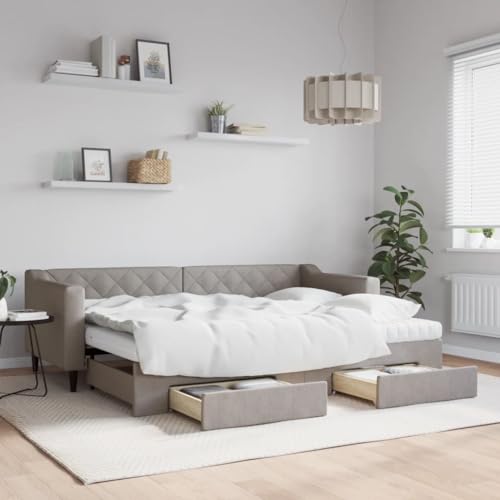 Brokky Tagesbett Ausziehbar mit Schubladen Bett Mit Stauraum Tagesbett Bett Mit Schubladen Schubladenbett Taupe 80x200 cm Stoff / 3197478 Brokky Tagesbett Ausziehbar mit Schubladen Bett Mit Stauraum Tagesbett Bett Mit Schubladen Schubladenbett Taupe 80x200 cm Stoff / 3197478 von Brokky