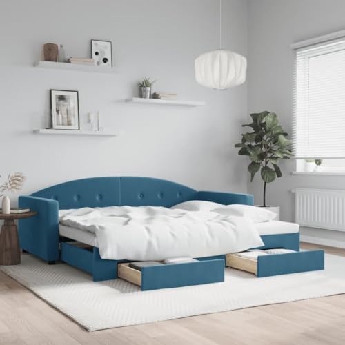 Brokky Tagesbett Ausziehbar mit Schubladen Blau 90x200 cm Tagesbett Ausziehbar Bett Mit Stauraum Bett Zum Ausziehen Bett Mit Schubladen Samt / 3197348 Brokky Tagesbett Ausziehbar mit Schubladen Blau 90x200 cm Tagesbett Ausziehbar Bett Mit Stauraum Bett Zum Ausziehen Bett Mit Schubladen Samt / 3197348 von Brokky