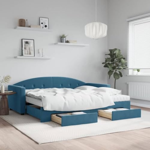 Brokky Tagesbett Ausziehbar mit Schubladen Blau 90x200 cm Tagesbett Ausziehbar Bett Mit Stauraum Bett Zum Ausziehen Bett Mit Schubladen Samt / 3197372 Brokky Tagesbett Ausziehbar mit Schubladen Blau 90x200 cm Tagesbett Ausziehbar Bett Mit Stauraum Bett Zum Ausziehen Bett Mit Schubladen Samt / 3197372 von Brokky