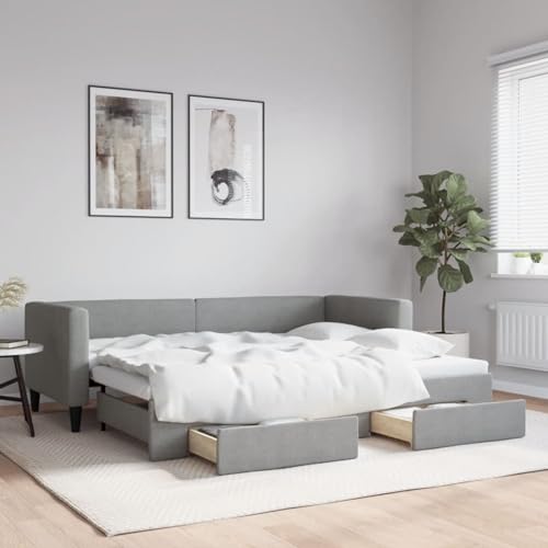 Brokky Tagesbett Ausziehbar mit Schubladen Hellgrau 80x200 cm Tagesbett Ausziehbar Bett Mit Stauraum Bett Zum Ausziehen Bett Mit Schubladen Stoff / 3196609 Brokky Tagesbett Ausziehbar mit Schubladen Hellgrau 80x200 cm Tagesbett Ausziehbar Bett Mit Stauraum Bett Zum Ausziehen Bett Mit Schubladen Stoff / 3196609 von Brokky