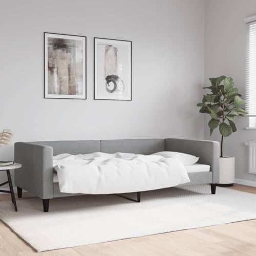 Brokky Tagesbett Bettgestell Sofa Betten Tagesbetten Daybed Bed Frame Betten Hellgrau 100x200 cm Stoff / 353988 von Brokky