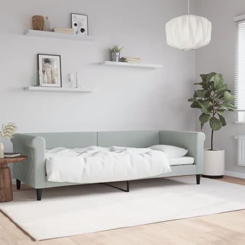 Brokky Tagesbett Bettgestell Sofa Betten Tagesbetten Daybed Bed Frame Betten Hellgrau 80x200 cm Samt / 354237 von Brokky