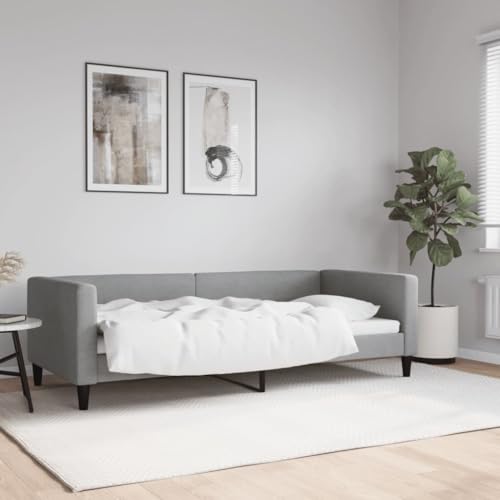 Brokky Tagesbett Bettgestell Sofa Betten Tagesbetten Daybed Bed Frame Betten Hellgrau 90x200 cm Stoff / 353983 von Brokky