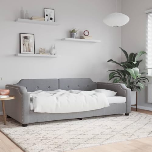 Brokky Tagesbett Bettgestell Sofa Betten Tagesbetten Daybed Bed Frame Betten Hellgrau 90x200 cm Stoff / 354205 von Brokky