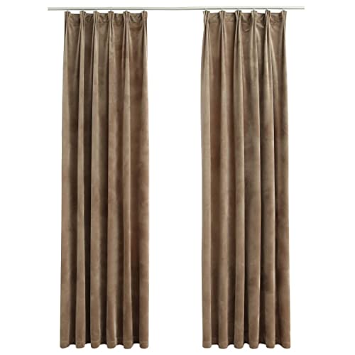 Brokky Verdunkelungsvorhänge mit Haken 2 STK. Samt Beige 140x245 cm Kälteschutz Vorhang Verdunkelung Gardinen Wohnzimmer von Brokky