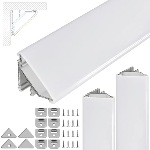 Brollux LED Eckprofil V24, Set 4m (2x2m) Alu Profile 45 Grad Ecke Aluminium für LEDs Strip Lichtleiste ohne Leuchtmittel von Brollux