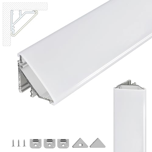 Brollux LED Eckprofil V24 Set 2m (1x2m) Alu Profile 45 Grad Ecke Aluminium für LEDs Strip Lichtleiste ohne Leuchtmittel von Brollux