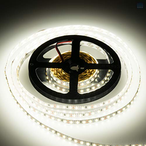 Brollux Profi LED Stripes, 5400 Lumen, Neutral Weiß, 12V, 600 LEDs, 5m Stripe, Band, Streifen, LED Leiste, LED Lichtleiste, LED Bänder, selbstklebend, hell, stark, dimmbar von Brollux
