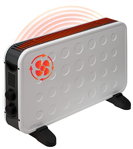 Brollux WT2K Elektroheizer 2000W mit Ventilator Mobiler Heizer Elektroheizkörper Konvektor Elektroheizer 2 Stufen Thermostat weiß von Brollux