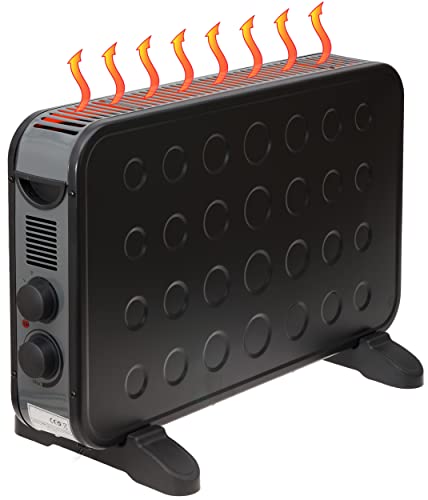 Brollux Elektroheizung 2000W B2K mobiles Heizgerät Konvektor Elektroheizkörper Elektrische Heizung mit Thermostat schwarz von Brollux