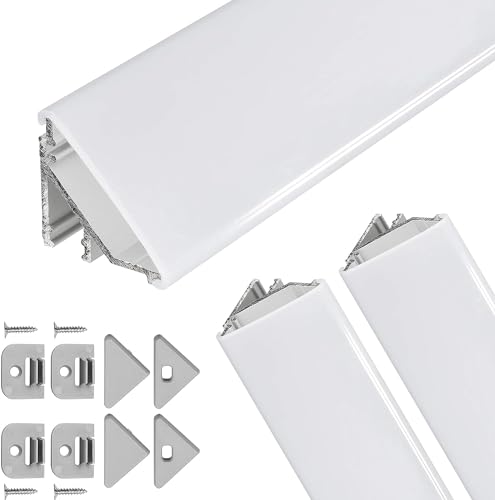 Brollux LED Eckprofil V24, Set 2m (2x1m) LED Alu Profile 45 Grad Ecke Aluminium für LEDs Strip Lichtleiste ohne Leuchtmittel von Brollux