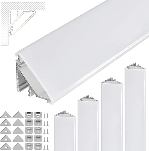 Brollux LED Eckprofil V24, Set 5m (5x1m) LED Alu Profile 45 Grad Ecke Aluminium für LEDs Strip Lichtleiste Ohne Leuchtmittel von Brollux