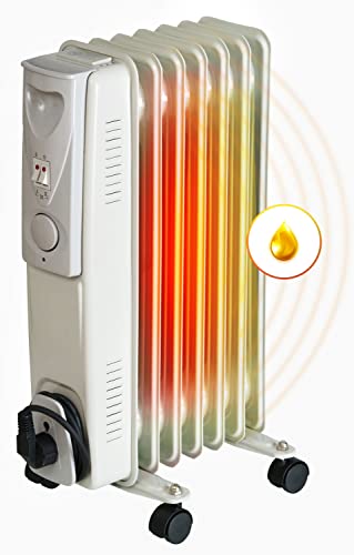 Ölheizung elektrisch 1500W Ölradiator Elektroheizung 7 Lamellen mobiler Elektroheizkörper Heizgerät Thermostat Ölheizer von Brollux