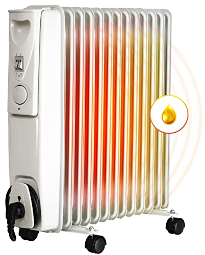 Ölheizung elektrisch 2500W Ölradiator H13 Elektroheizung 13 Lamellen mobiler Elektroheizkörper Heizgerät Thermostat Ölheizer von Brollux