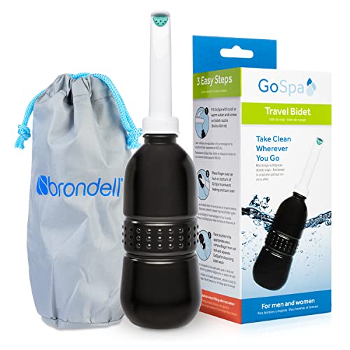 Brondell GS-70BLK GoSpa Essential Tragbares Bidet für den täglichen Gebrauch, Camping, Wandern und Outdoor-Aktivitäten, kompakt und diskret, inklusive Reisetasche, 400 ml, Mitternacht von Brondell