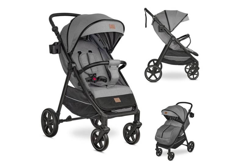 Bronea Kinder-Buggy MAXIME 2.0 Reisebuggy MIT LIEGEFUNKTION Kinderbuggy klappbar bis 22kg, (Edle Materialien, Wendige Räder, Leichter Buggy), Edle Materialien, Wendige Räder, Leichter Buggy - Grau/Schwarz von Bronea