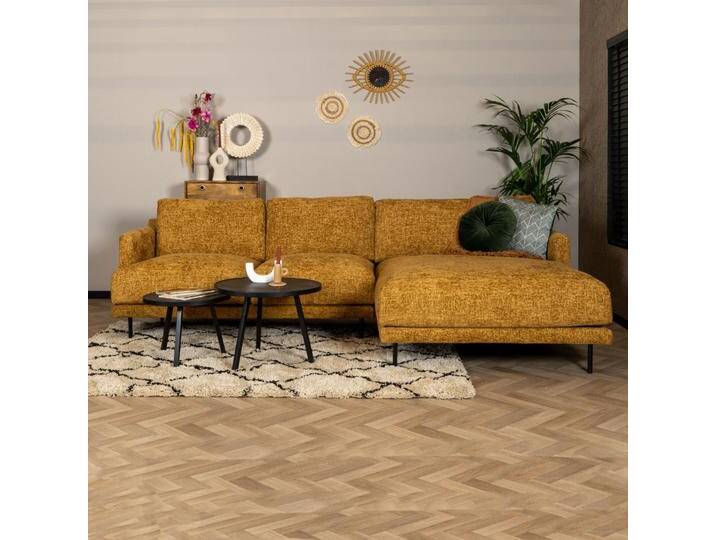 Bronx71 Ecksofa Denver Chenille ockergelb/cognac rechts von Bronx71