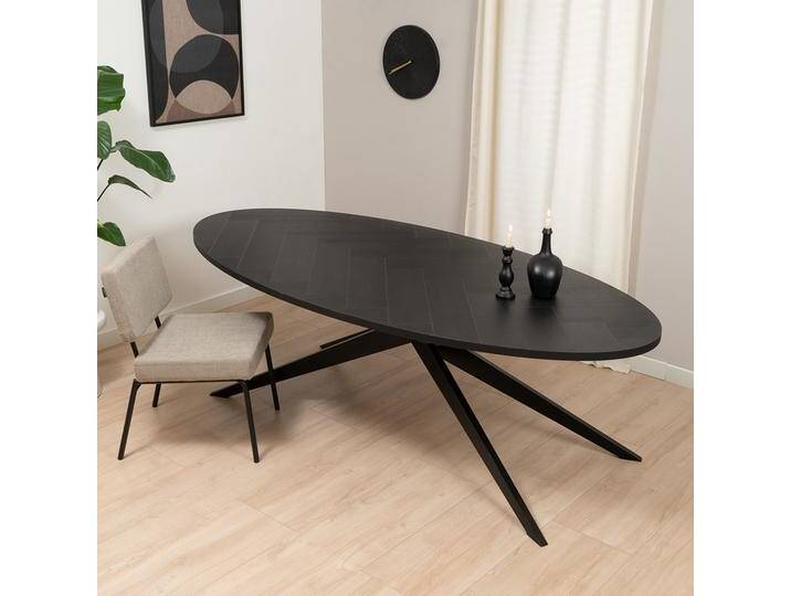 Bronx71 Esstisch Ilva oval Fischgrät PVC schwarz 240 x 110 cm Bronx71 Esstisch Ilva oval Fischgrät PVC schwarz 240 x 110 cm von Bronx71