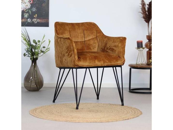 Bronx71 Esszimmerstuhl Samt Jaxon mit Armlehne ockergelb/cognac Bronx71 Esszimmerstuhl Samt Jaxon mit Armlehne ockergelb/cognac von Bronx71