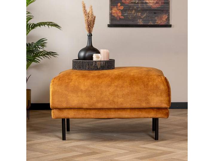 Bronx71 Samt Hocker Denver rechteckig ockergelb/cognac von Bronx71