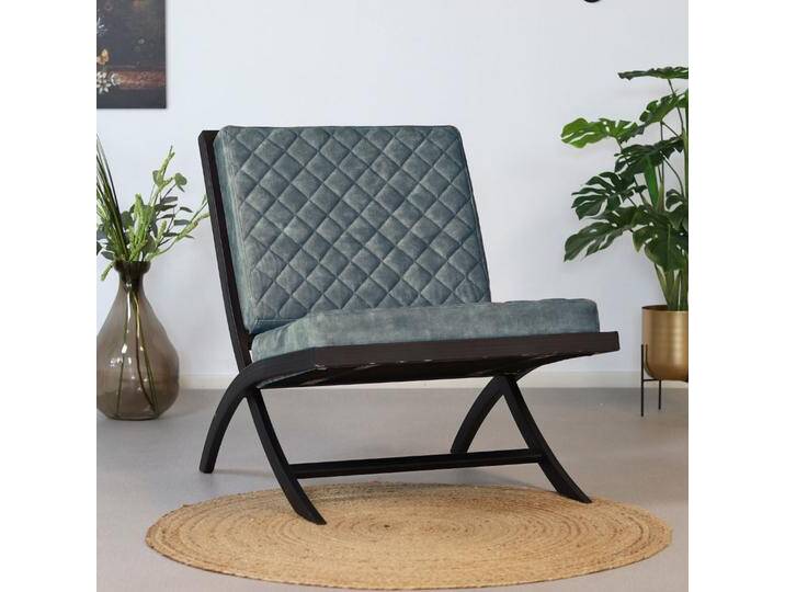 Bronx71 Samt Sessel Madrid Luxury Design blau von Bronx71