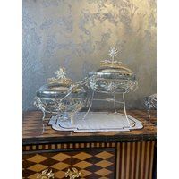 Chafing-Speisewärmer Mit 2 Fächern, Versilbertes Buffet, Goldene Buffet-Sets, Rundes Ovales Tragbarer Speisenwärmer, Chafing-Buffets von BronzHomeAccessories