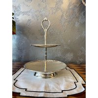 2-Stöckiger Tablett Ständer | Etagere 2-Stöckiges Serviertablett Gold Mit 2 Ebenen Cookie Stand - Silber Kuchenständer von BronzHomeAccessories