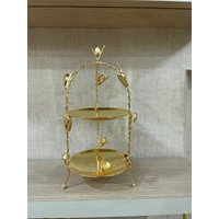 2-Tier-Tablettständer , Kuchenständer 2-stufiges Serviertablett Goldständer 2-Tier-Tortenständer Plätzchenständer Silberner von BronzHomeAccessories