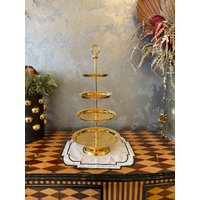 4 Tier Tablett Ständer | Etagere Silber Gold Mit Ebenen Metall Cookie von BronzHomeAccessories