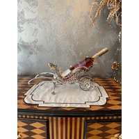 Handgefertigtes Versilbertes Weinregal-Set, Weinregal, Weingläser, Versilberte Gläser, Getrommeltes Messing-Weinregal, Champagnerhalter von BronzHomeAccessories