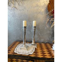 Retro Kerzenständer -stumpe Kerzenhalter -Moderner -Kerzenständer Silber -Kerzenhalter Aus Messing Metall von BronzHomeAccessories
