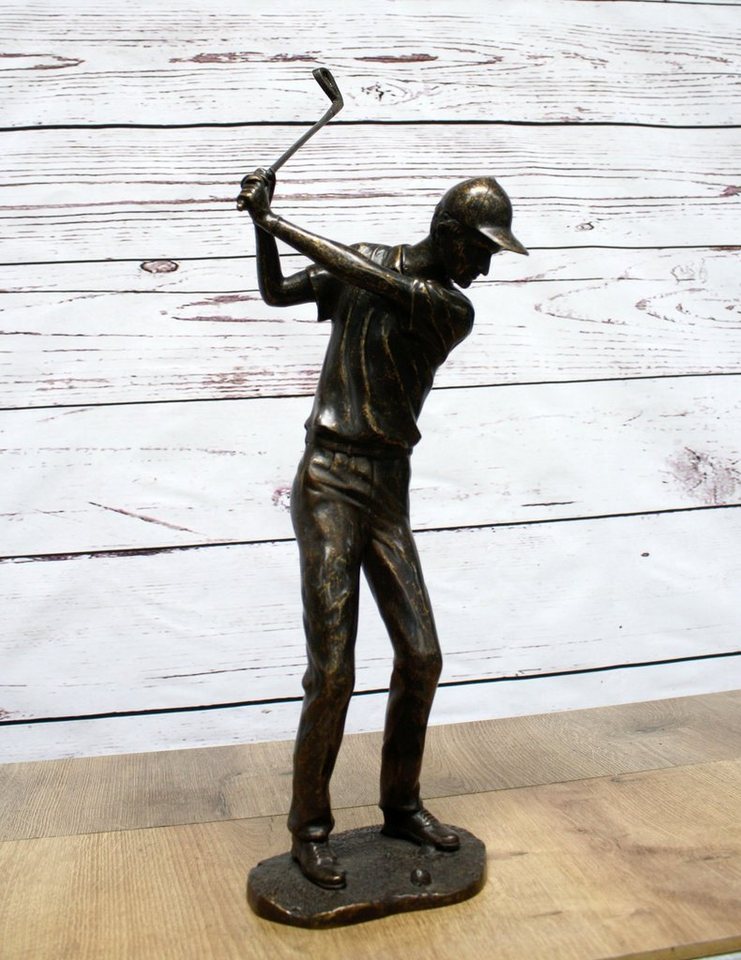 Bronzeskulpturen Skulptur Bronzefigur Golfspieler mit Schläger von Bronzeskulpturen