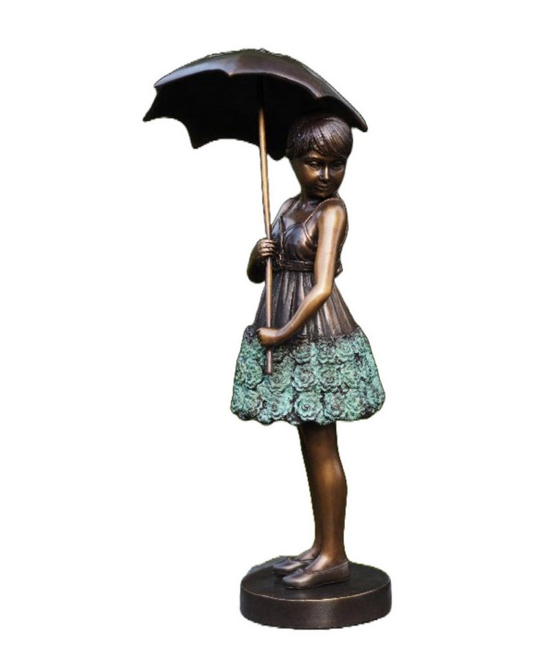Bronzeskulpturen Skulptur Bronzefigur Mädchen mit Regenschirm Sonnenschirm von Bronzeskulpturen