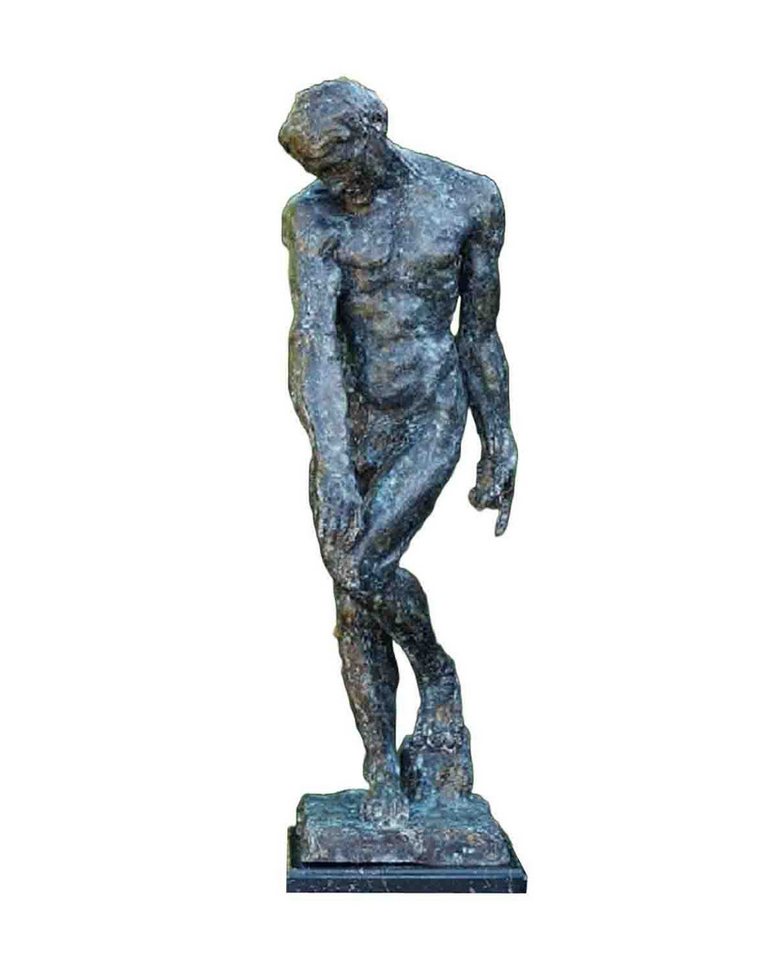 Bronzeskulpturen Skulptur Bronzefigur Männerakt Adam auf einer Marmorplatte von Bronzeskulpturen