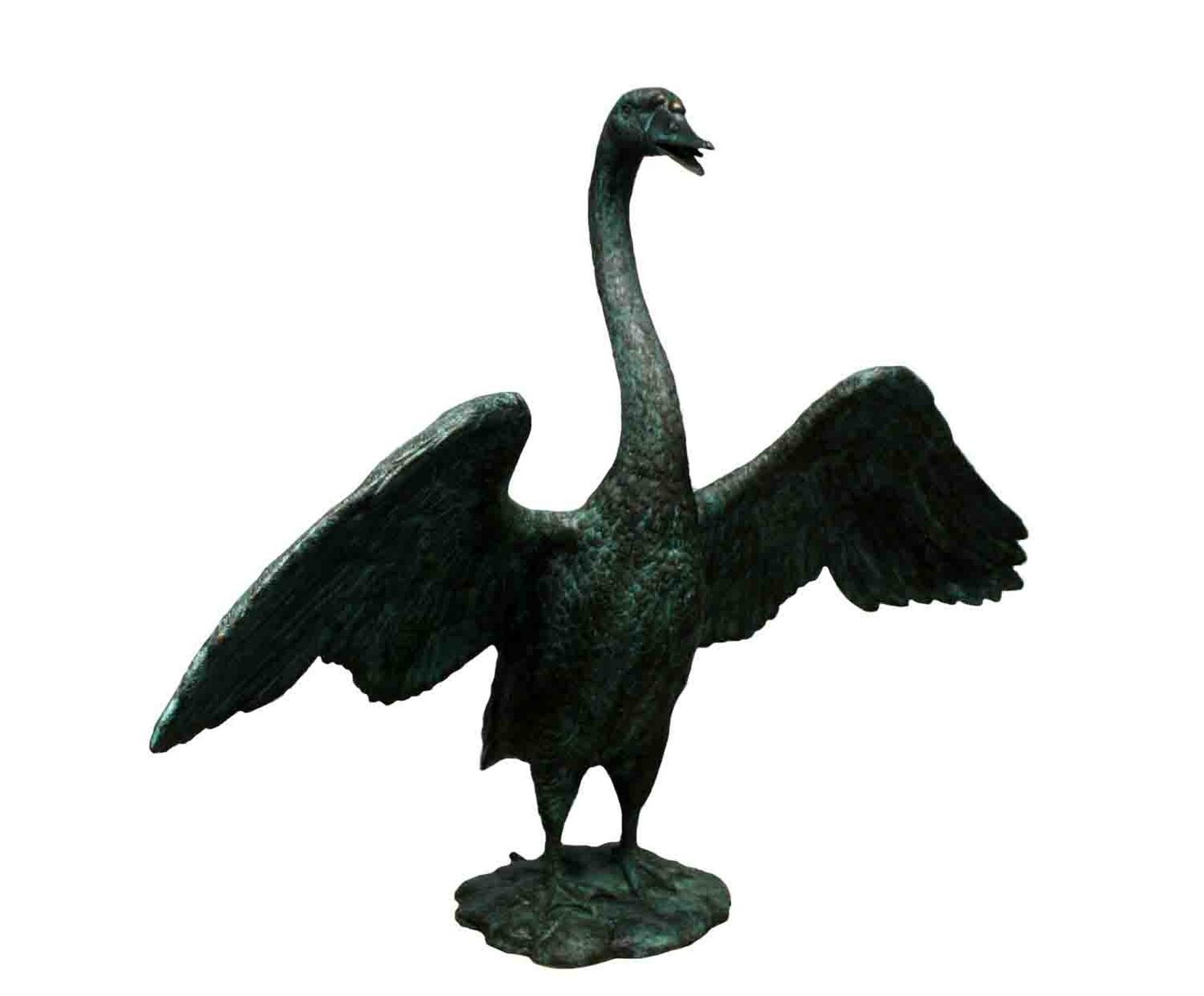 Bronzeskulpturen Skulptur Bronzefigur großer stehender Schwan Wasserspeier von Bronzeskulpturen