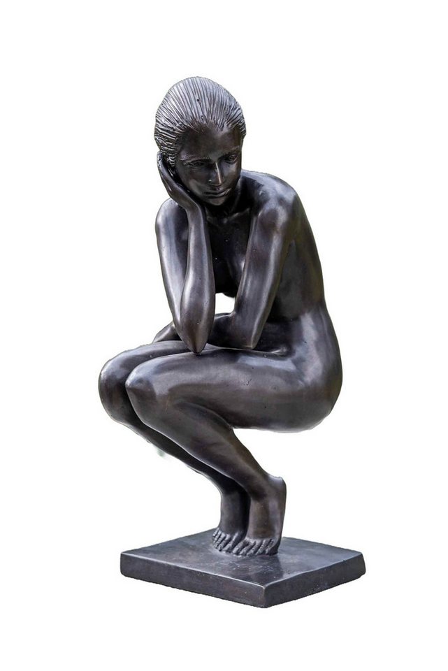 Bronzeskulpturen Skulptur Bronzefigur hockender Frauenakt Aktmodel von Bronzeskulpturen