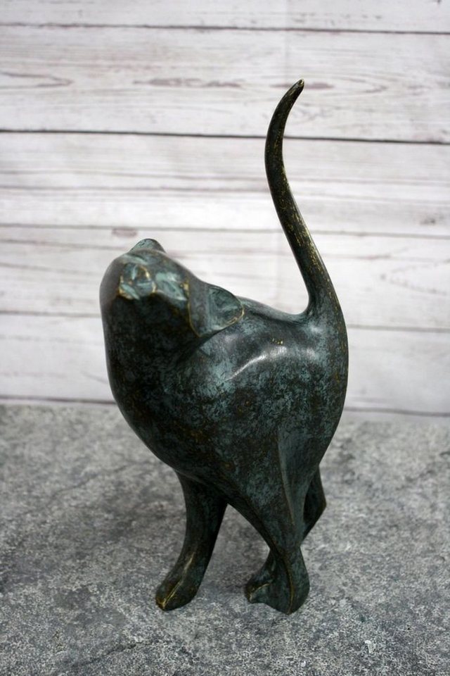 Bronzeskulpturen Skulptur Bronzefigur einer stehenden Katze von Bronzeskulpturen